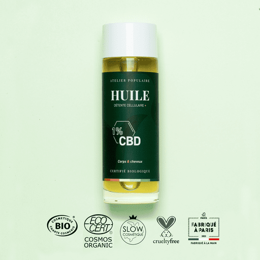 ​​​​​​​​Huile Détente Cellulaire + CBD | Corps & cheveux | COSMOS ORGANIC | 100ml
