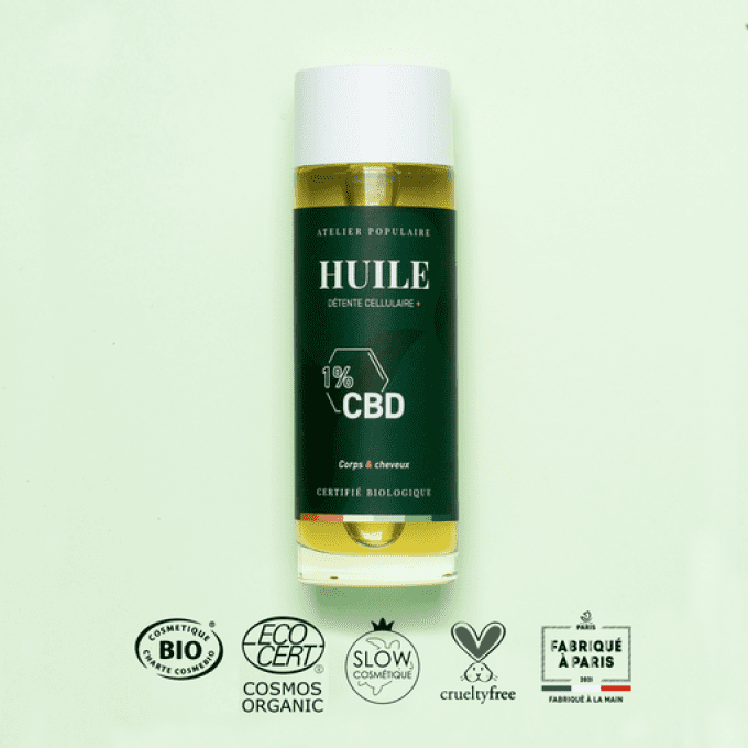 ​​​​​​​​Huile Détente Cellulaire + CBD | Corps & cheveux | COSMOS ORGANIC | 100ml