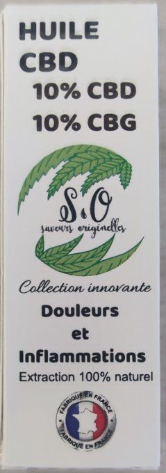 Huile 10% CBD 10% CBG douleurs et inflammations